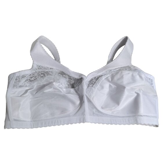 Glamorise MAGIC LIFT Wireless Bra 44F Lace-Cups  White NEW - Picture 1 of 9